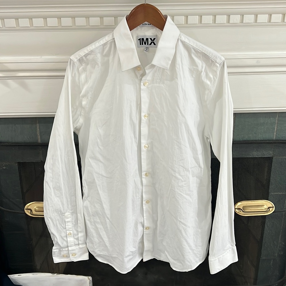 Express men's extra slim fit white classic button up shirt